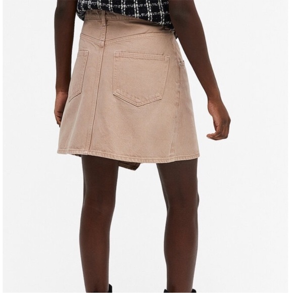 ASOS Asymmetrical Tan Denim Mini Skirt - Picture 4 of 16